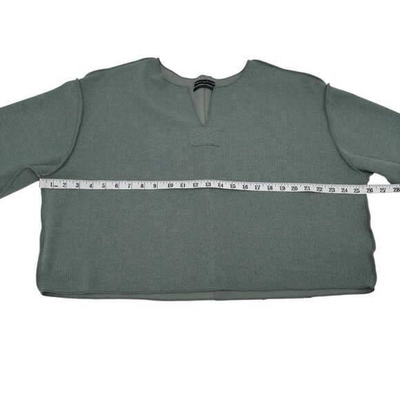 Urban Outfitters Sage Green Reversed Seam Ribbed 3/4 Sleeve Crop Top Size Sm - Picture 10 of 12